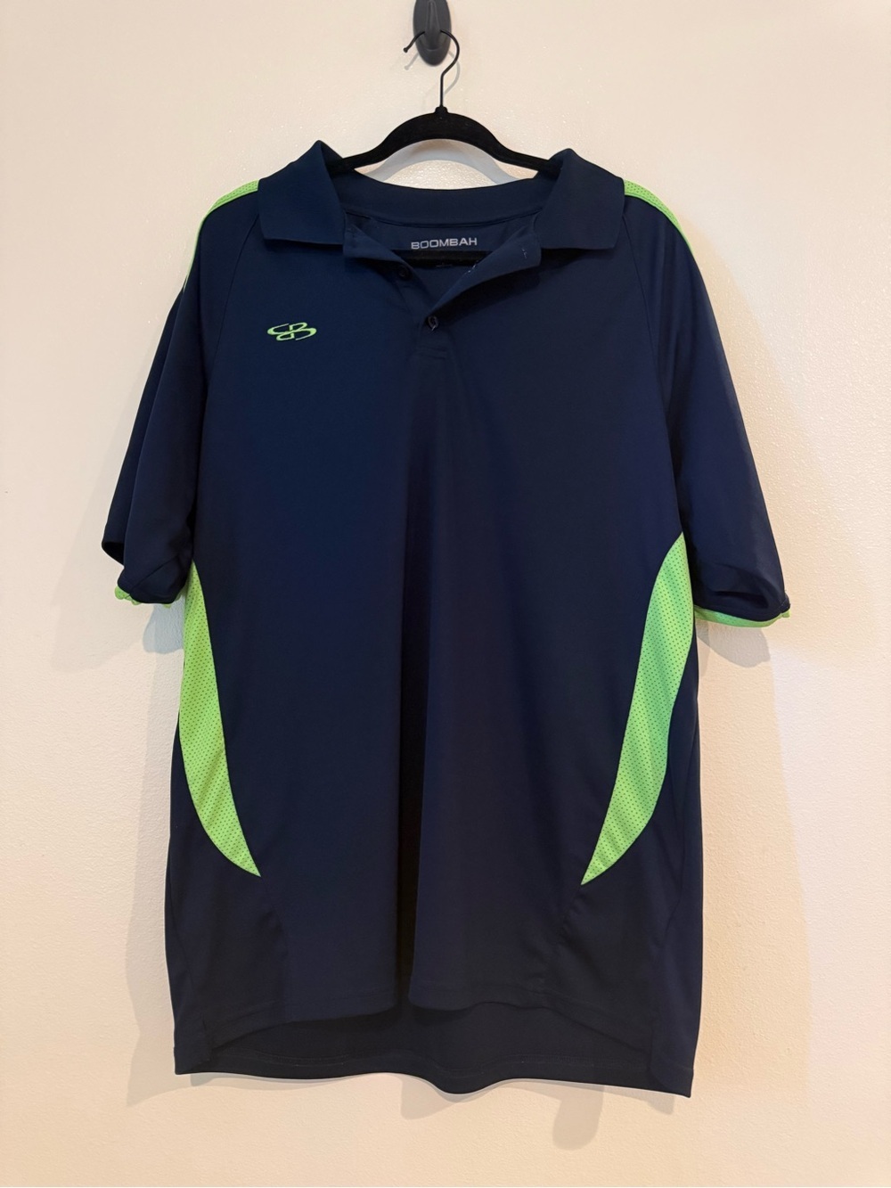 Boombah Men’s Navy Polo with Lime Contrast